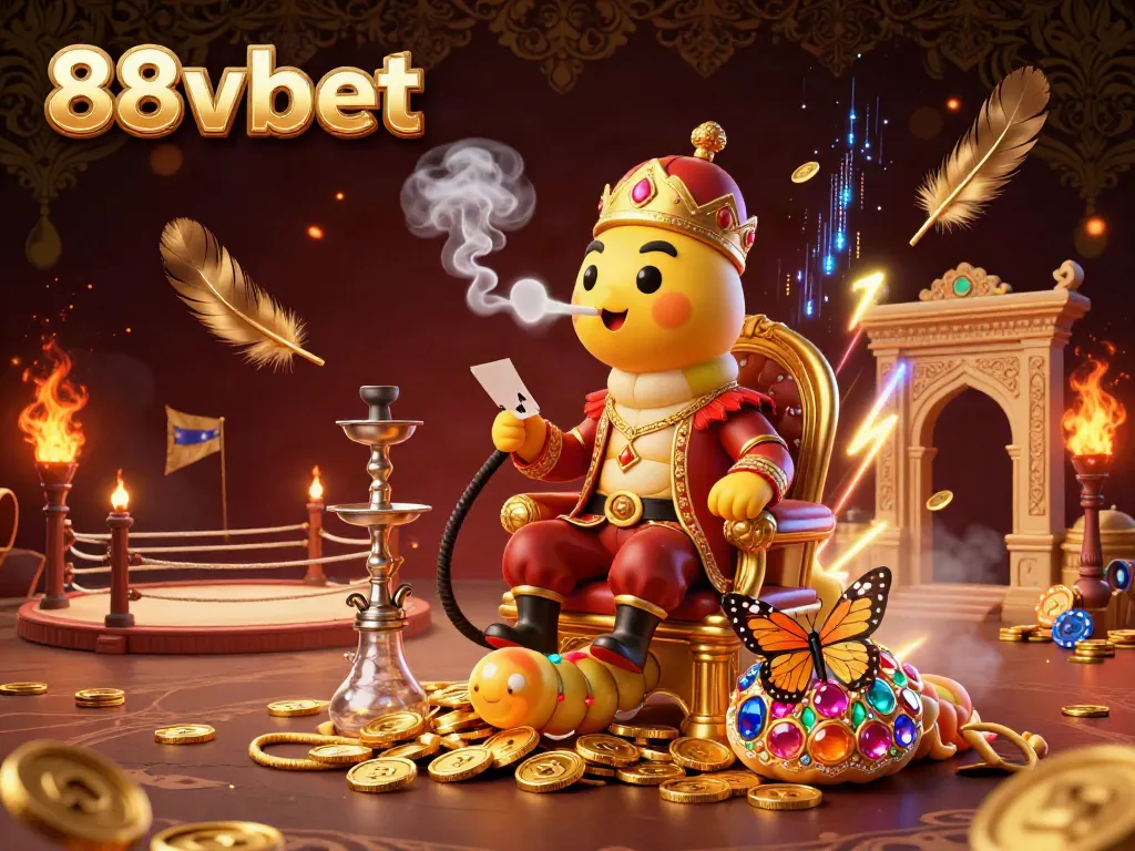 Experience the vibrant world of 88vbet with dynamic poker symbol smoke and rich gold details.