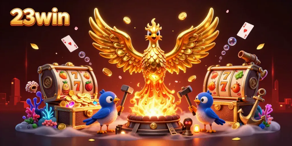 Spin to win at 23win with exciting games and a golden phoenix emerging!