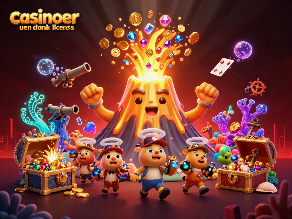 Engage in the thrill of playing at casinoer uden dansk licens, surrounded by treasures and vibrant gambling elements.