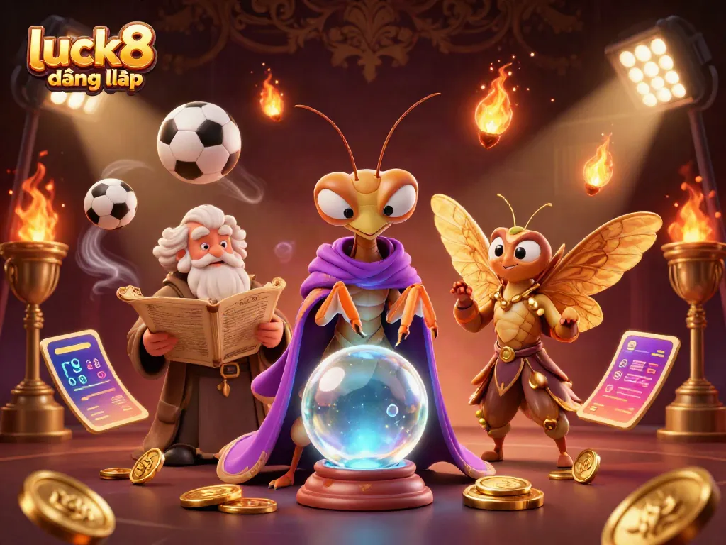 Engage with luck8 đăng nhập through a vibrant 3D fantasy scene featuring animated casino elements.