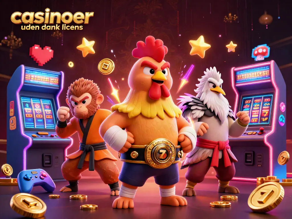 Experience the excitement of casinoer uden dansk licens with this dynamic 3D illustration featuring vibrant gaming elements.