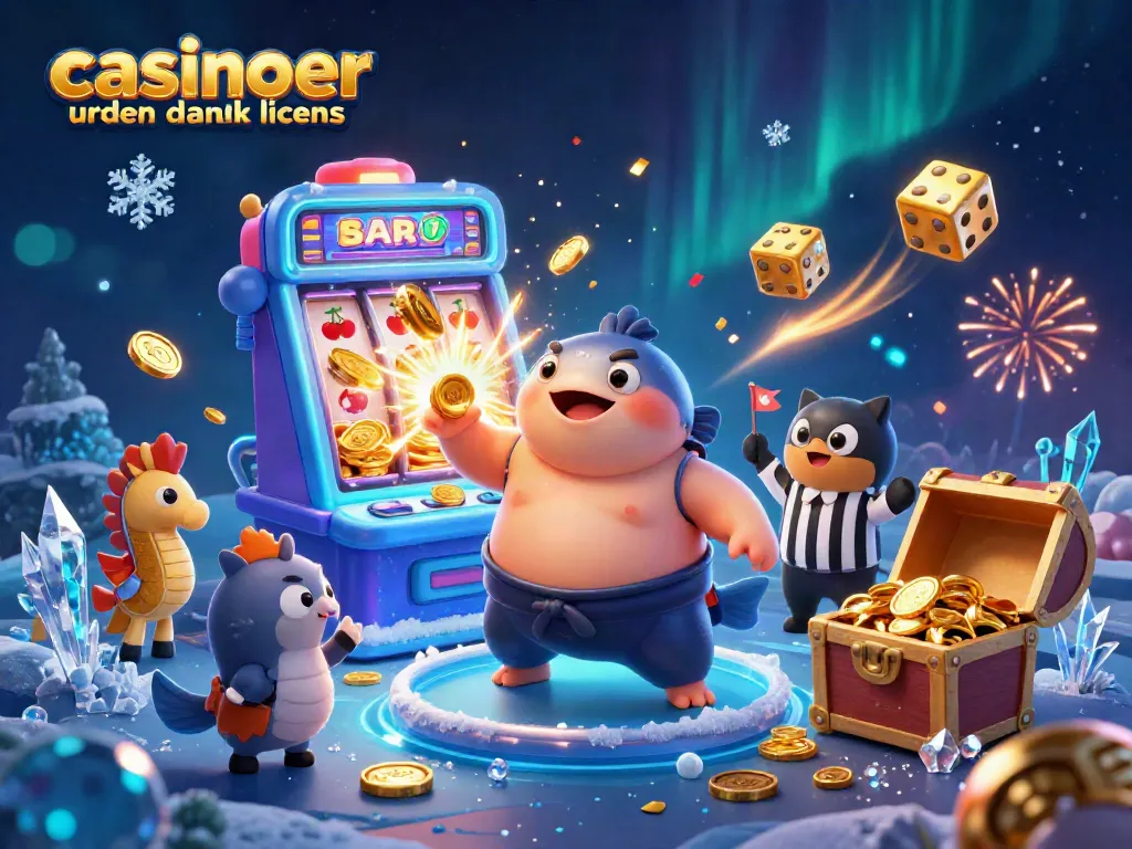 Engaging illustration of casinoer uden dansk licens featuring a fugu in a dramatic casino scene.