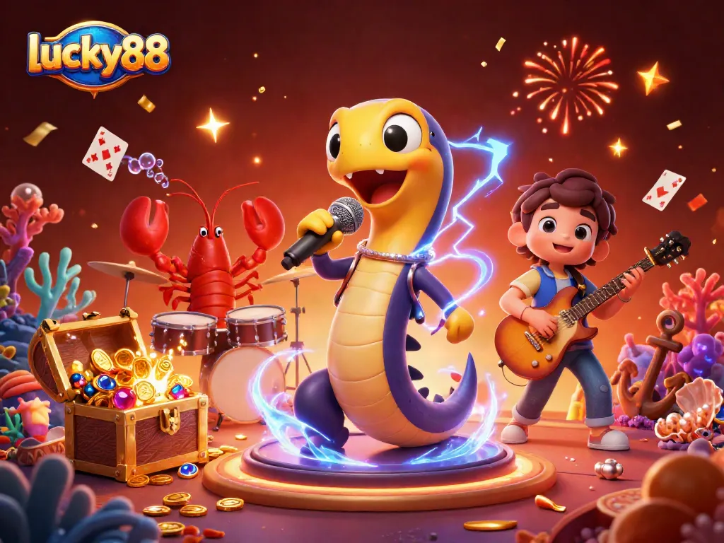 Experience the vibrant underwater casino scene with lucky88 featuring playful characters and immersive gambling elements.
