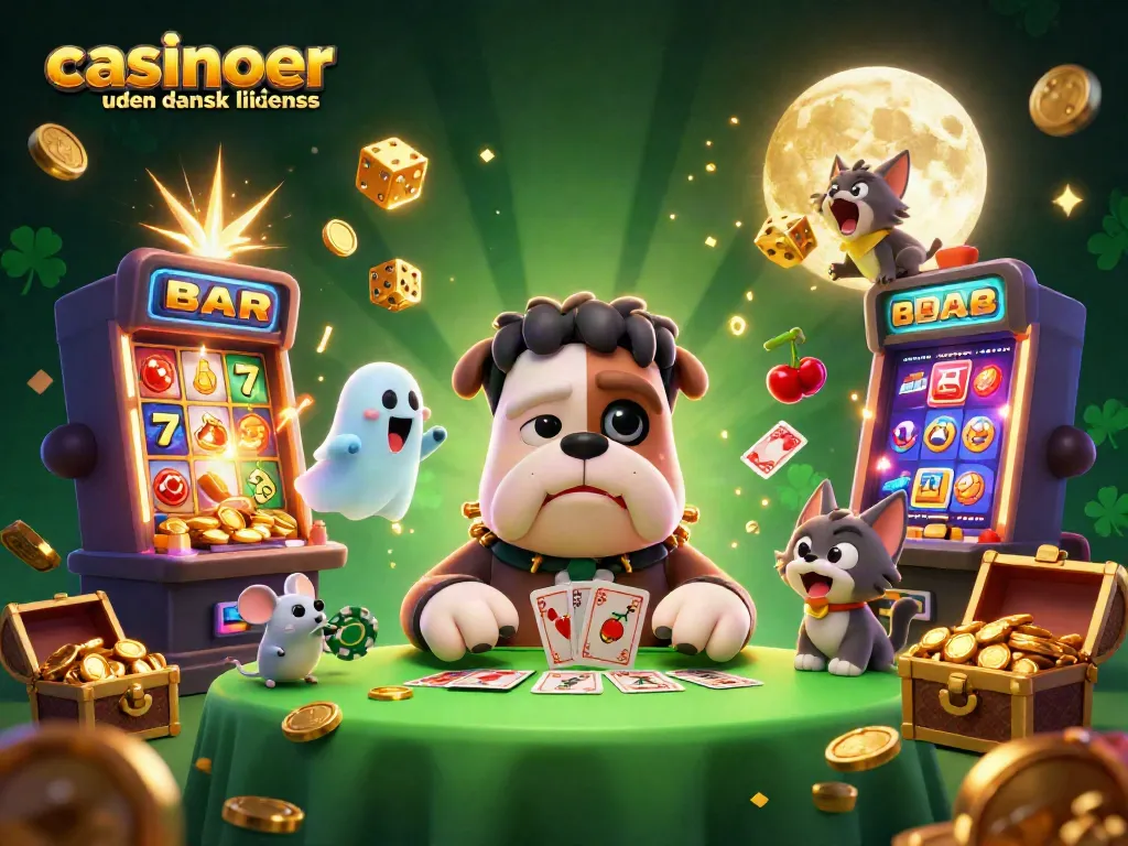 Experience thrilling wins at casinoer uden dansk licens with a vibrant 3D illustration featuring unique characters and dynamic gaming elements.