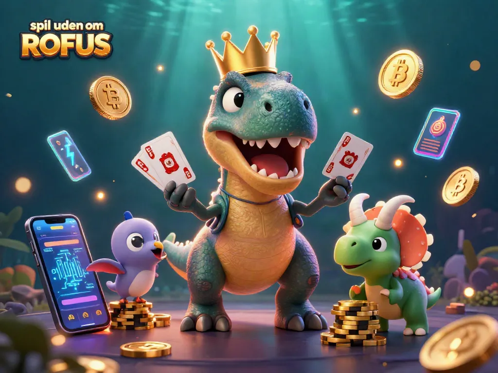 Experience epic gameplay with spil uden om ROFUS as animated characters shuffle cards and stack chips.