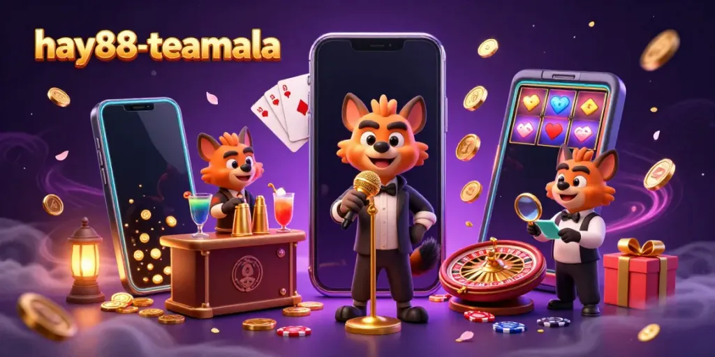 Experience the excitement at hay88-teamala’s comedy casino with vibrant hyenas, games, and golden drinks.